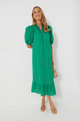 Green Eyelet Midi Tryall Dress